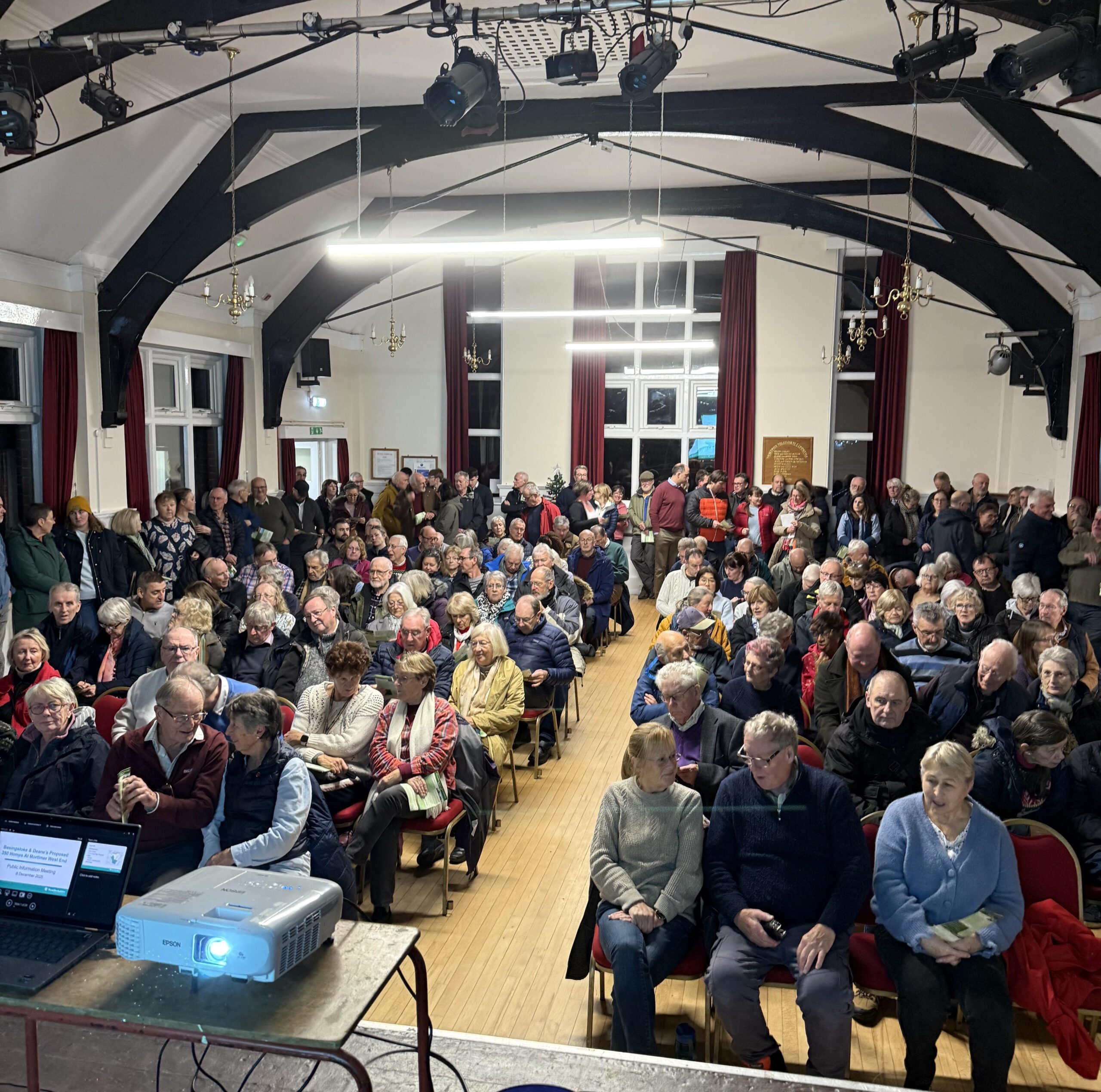 Residents attending the West Berkshire Council public meeting in Mortimer on 8 December 2025